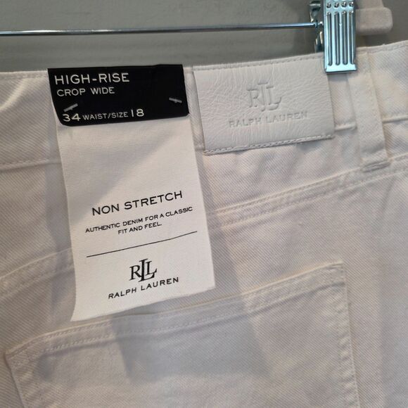 NWT Ralph Lauren Plus Size High Rise Cropped Eyelet Jeans Sz 18 Boho Preppy - Picture 6 of 7